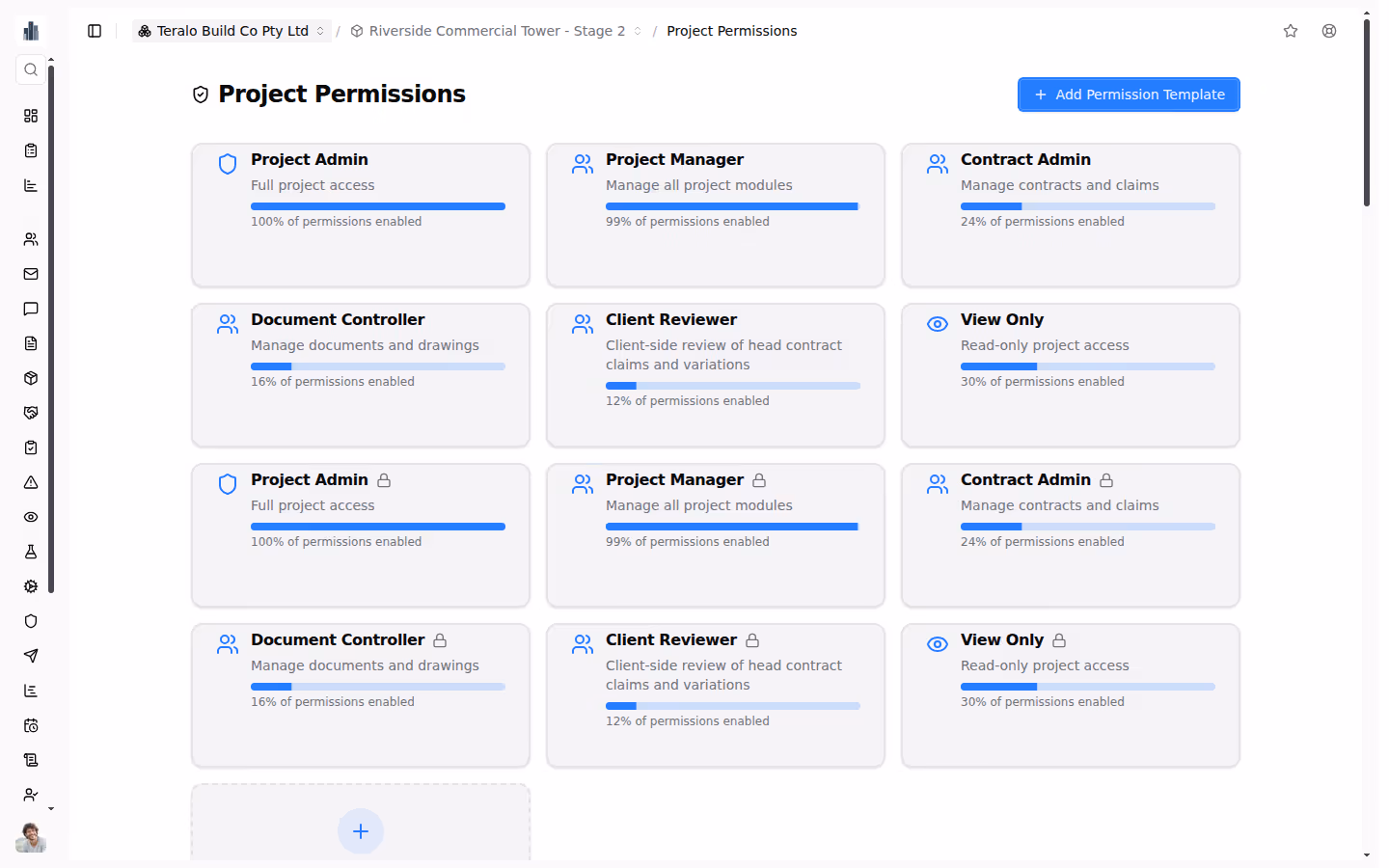 Granular project permissions and role templates